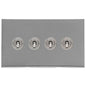 Winchester Range Satin Chrome Switches & Sockets, W03 - 4 Gang Toggle Switch by Heritage Brass By M-Marcus