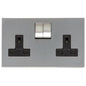 Winchester Range Satin Chrome Switches & Sockets, W03 - Double Socket (13 Amp) by Heritage Brass By M-Marcus