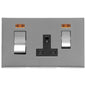 Winchester Range Satin Chrome Switches & Sockets, W03 - 45A Cooker Unit + 13A Socket by Heritage Brass By M-Marcus