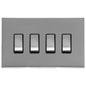 Winchester Range Satin Chrome Switches & Sockets, W03 - 4 Gang Rocker Switch by Heritage Brass By M-Marcus