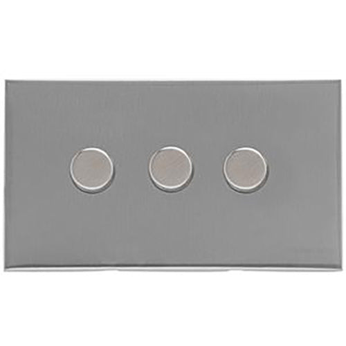 Winchester Range Satin Chrome Switches & Sockets, W03 - 3 Gang Dimmer 250 watts (Compatible with halogen/ incandescent bulbs) by Heritage Brass By M-Marcus