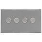 Winchester Range Satin Chrome Switches & Sockets, W03 - 4 Gang Dimmer 250 watts (Compatible with halogen/ incandescent bulbs) by Heritage Brass By M-Marcus