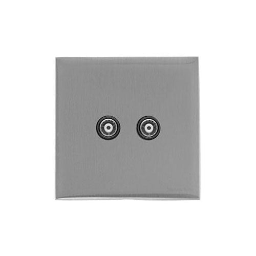 Winchester Range Satin Chrome Switches & Sockets, W03 - TV/FM Diplexed Socket by Heritage Brass By M-Marcus