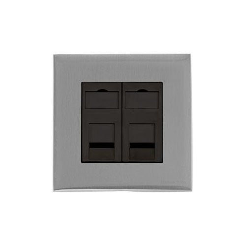 Winchester Range Satin Chrome Switches & Sockets, W03 - 2 Gang CAT6 by Heritage Brass By M-Marcus