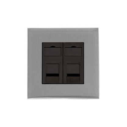 Winchester Range Satin Chrome Switches & Sockets, W03 - 2 Gang CAT6 by Heritage Brass By M-Marcus