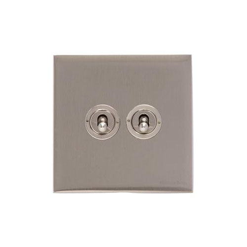 Winchester Range Satin Nickel Switches & Sockets, W05 - 2 Gang Toggle Switch by Heritage Brass By M-Marcus