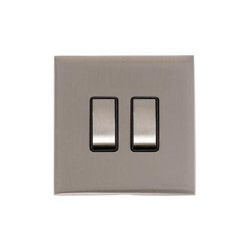 Winchester Range Satin Nickel Switches & Sockets, W05 - 2 Gang Rocker Switch by Heritage Brass By M-Marcus