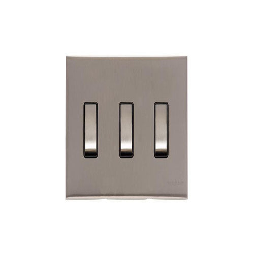 Winchester Range Satin Nickel Switches & Sockets, W05 - 3 Gang Rocker Switch Twin Plate by Heritage Brass By M-Marcus
