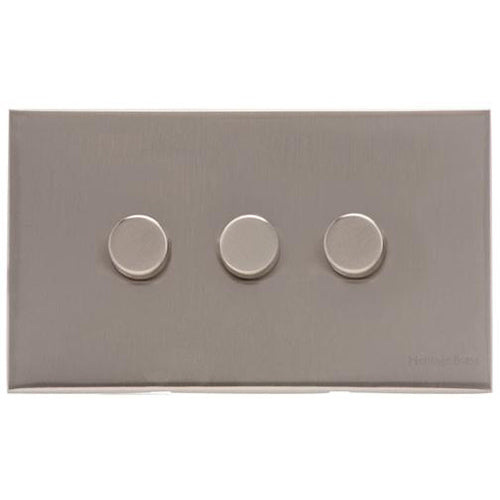 Winchester Range Satin Nickel Switches & Sockets, W05 - 3 Gang TED Dimmer (Compatible with LED Lamps) by Heritage Brass By M-Marcus
