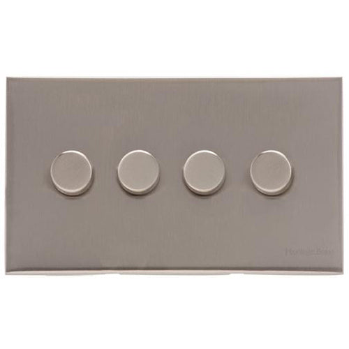 Winchester Range Satin Nickel Switches & Sockets, W05 - 4 Gang Dimmer 400 watts(Compatible with halogen/ incandescent bulbs) by Heritage Brass By M-Marcus