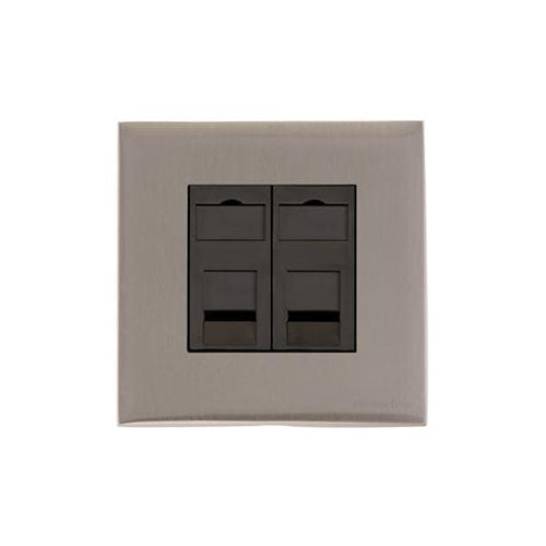 Winchester Range Satin Nickel Switches & Sockets, W05 - 2 Gang CAT6 by Heritage Brass By M-Marcus