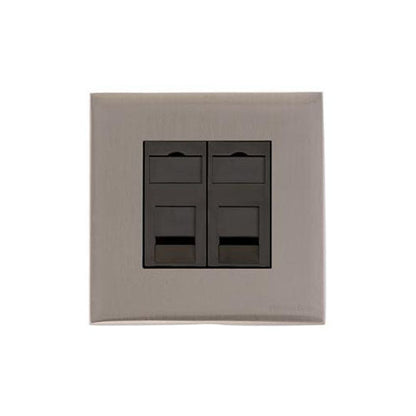 Winchester Range Satin Nickel Switches & Sockets, W05 - 2 Gang CAT6 by Heritage Brass By M-Marcus