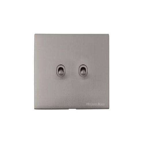 Winchester Range Satin Nickel Switches & Sockets, W05 - 2 Gang Stockholm Toggle by Heritage Brass By M-Marcus