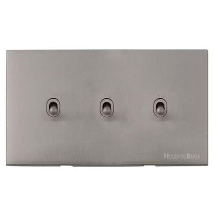 Winchester Range Satin Nickel Switches & Sockets, W05 - 3 Gang Stockholm Toggle by Heritage Brass By M-Marcus