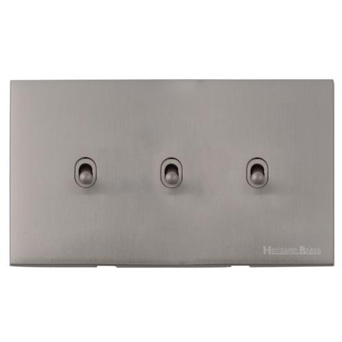 Winchester Range Satin Nickel Switches & Sockets, W05 - 3 Gang Stockholm Toggle by Heritage Brass By M-Marcus