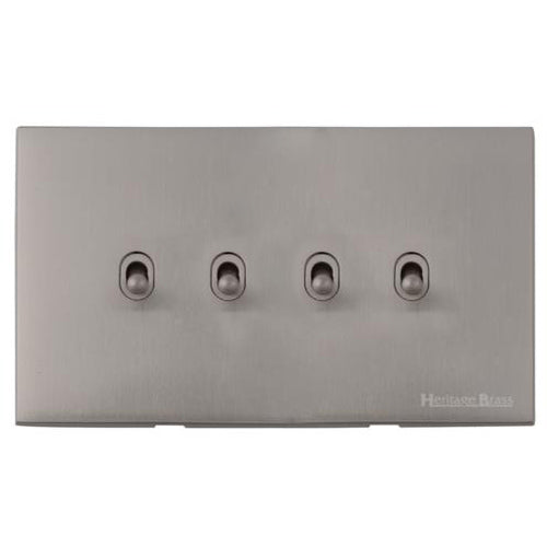 Winchester Range Satin Nickel Switches & Sockets, W05 - 4 Gang Stockholm Toggle by Heritage Brass By M-Marcus