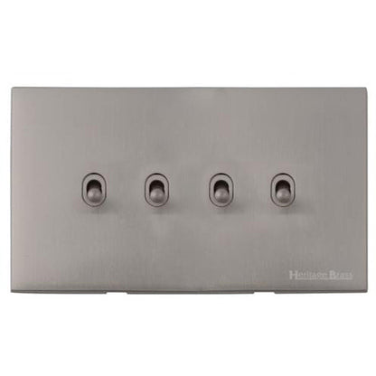 Winchester Range Satin Nickel Switches & Sockets, W05 - 4 Gang Stockholm Toggle by Heritage Brass By M-Marcus