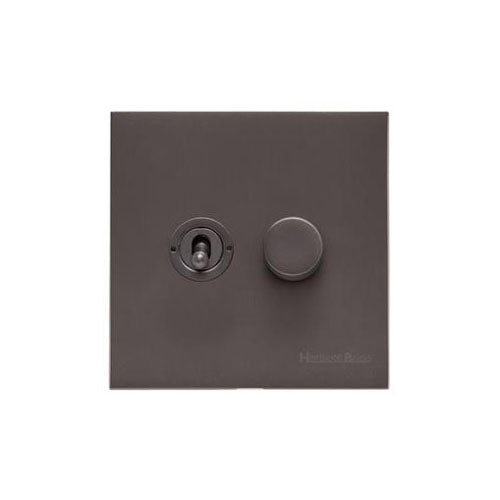Winchester Range Matt Bronze Switches & Sockets, W09 - 2G Mixed Toggle Dimmer Switch 1xToggle 1xTED by Heritage Brass By M-Marcus
