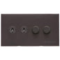 Winchester Range Matt Bronze Switches & Sockets, W09 - 4G Mixed Toggle Dimmer Switch 2xToggle 2xTED by Heritage Brass By M-Marcus