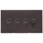 Winchester Range Matt Bronze Switches & Sockets, W09 - 4G Mixed Toggle Dimmer Switch 3xToggle 1xTED by Heritage Brass By M-Marcus