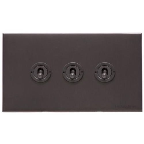Winchester Range Matt Bronze Switches & Sockets, W09 - 3 Gang Toggle Switch by Heritage Brass By M-Marcus