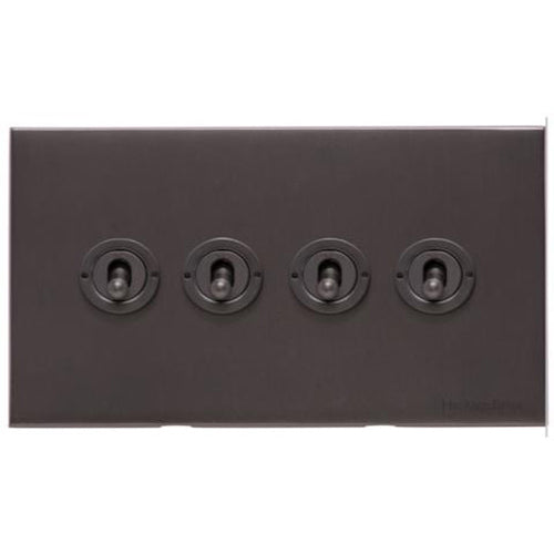 Winchester Range Matt Bronze Switches & Sockets, W09 - 4 Gang Toggle Switch by Heritage Brass By M-Marcus