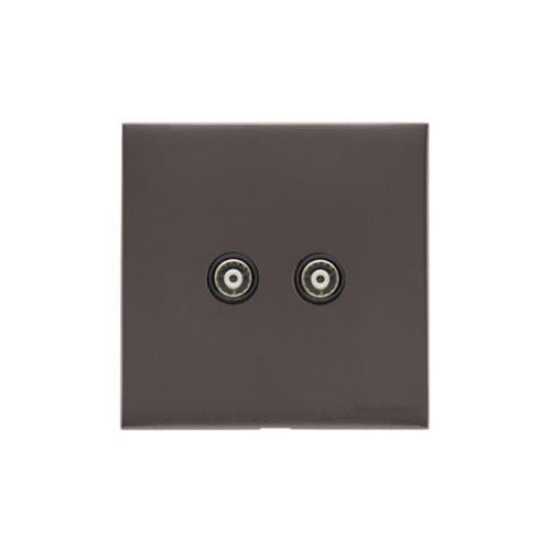 Winchester Range Matt Bronze Switches & Sockets, W09 - 2 Gang TV Coaxial Socket by Heritage Brass By M-Marcus