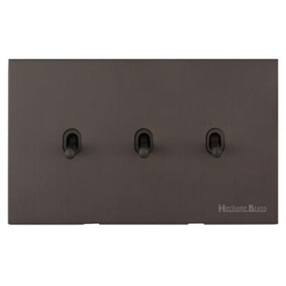 Winchester Range Matt Bronze Switches & Sockets, W09 - 3 Gang Stockholm Toggle by Heritage Brass By M-Marcus