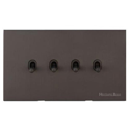 Winchester Range Matt Bronze Switches & Sockets, W09 - 4 Gang Stockholm Toggle by Heritage Brass By M-Marcus
