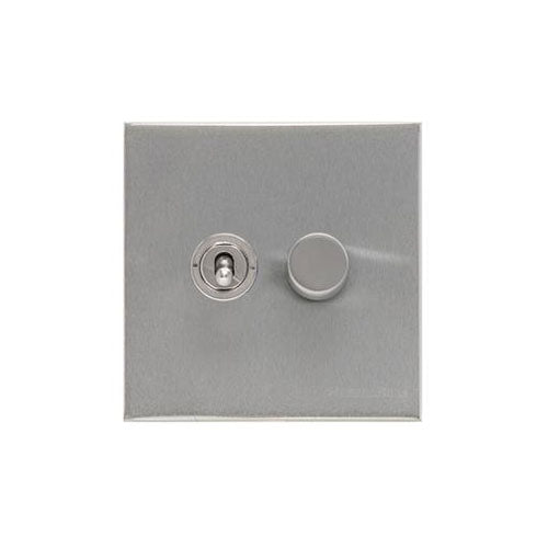 Winchester Range Satin Chrome Silk Switches & Sockets, W35 - 2G Mixed Toggle Dimmer Switch 1xToggle 1xTED by Heritage Brass By M-Marcus