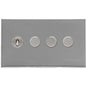 Winchester Range Satin Chrome Silk Switches & Sockets, W35 - 4G Mixed Toggle Dimmer Switch 1xToggle 3xTED by Heritage Brass By M-Marcus
