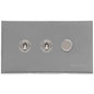 Winchester Range Satin Chrome Silk Switches & Sockets, W35 - 3G Mixed Toggle Dimmer Switch 2xToggle 1xTED by Heritage Brass By M-Marcus