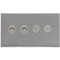 Winchester Range Satin Chrome Silk Switches & Sockets, W35 - 4G Mixed Toggle Dimmer Switch 2xToggle 2xTED by Heritage Brass By M-Marcus