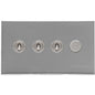 Winchester Range Satin Chrome Silk Switches & Sockets, W35 - 4G Mixed Toggle Dimmer Switch 3xToggle 1xTED by Heritage Brass By M-Marcus