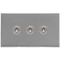Winchester Range Satin Chrome Silk Switches & Sockets, W35 - 3 Gang Toggle Switch by Heritage Brass By M-Marcus