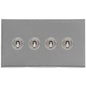 Winchester Range Satin Chrome Silk Switches & Sockets, W35 - 4 Gang Toggle Switch by Heritage Brass By M-Marcus