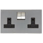 Winchester Range Satin Chrome Silk Switches & Sockets, W35 - Double Socket (13 Amp) by Heritage Brass By M-Marcus