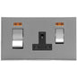 Winchester Range Satin Chrome Silk Switches & Sockets, W35 - 45A Cooker Unit + 13A Socket by Heritage Brass By M-Marcus