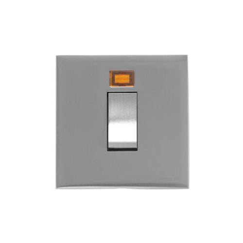 Winchester Range Satin Chrome Silk Switches & Sockets, W35 - 45A DP Cooker Switch with Neon (single plate) by Heritage Brass By M-Marcus