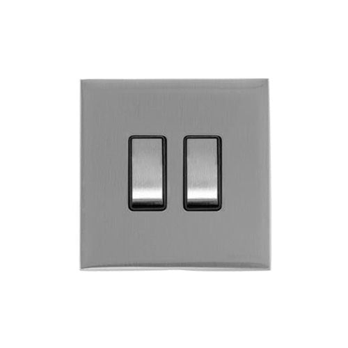 Winchester Range Satin Chrome Silk Switches & Sockets, W35 - 2 Gang Rocker Switch by Heritage Brass By M-Marcus