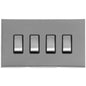 Winchester Range Satin Chrome Silk Switches & Sockets, W35 - 4 Gang Rocker Switch by Heritage Brass By M-Marcus