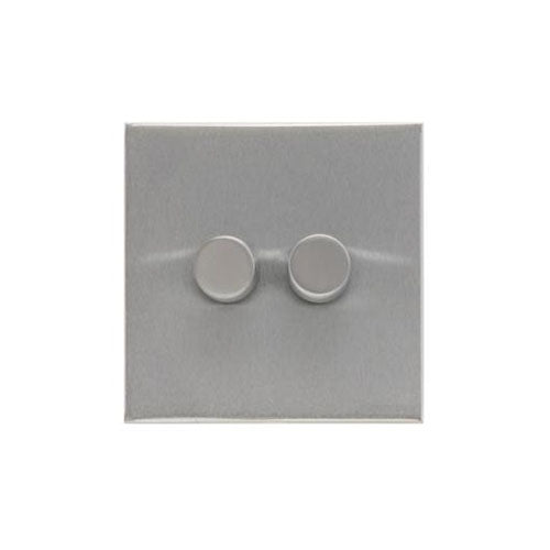 Winchester Range Satin Chrome Silk Switches & Sockets, W35 - 2 Gang Dimmer 400 watts (Compatible with halogen/ incandescent bulbs) by Heritage Brass By M-Marcus