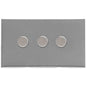 Winchester Range Satin Chrome Silk Switches & Sockets, W35 - 3 Gang Dimmer 400 watts (Compatible with halogen/ incandescent bulbs) by Heritage Brass By M-Marcus
