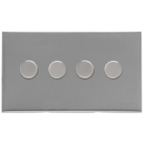 Winchester Range Satin Chrome Silk Switches & Sockets, W35 - 4 Gang Dimmer 400 watts(Compatible with halogen/ incandescent bulbs) by Heritage Brass By M-Marcus