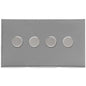 Winchester Range Satin Chrome Silk Switches & Sockets, W35 - 4 Gang Dimmer 400 watts(Compatible with halogen/ incandescent bulbs) by Heritage Brass By M-Marcus