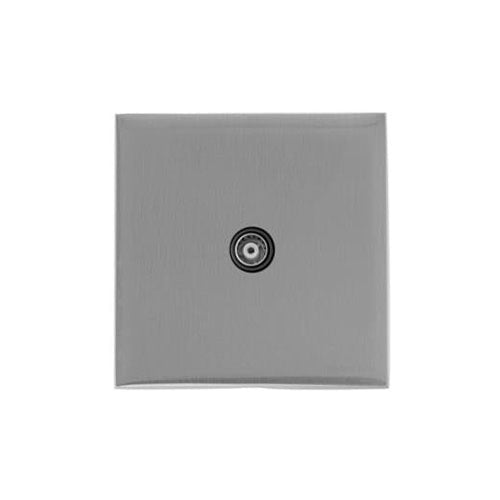 Winchester Range Satin Chrome Silk Switches & Sockets, W35 - 1 Gang Non-Isolated TV Coaxial Socket by Heritage Brass By M-Marcus