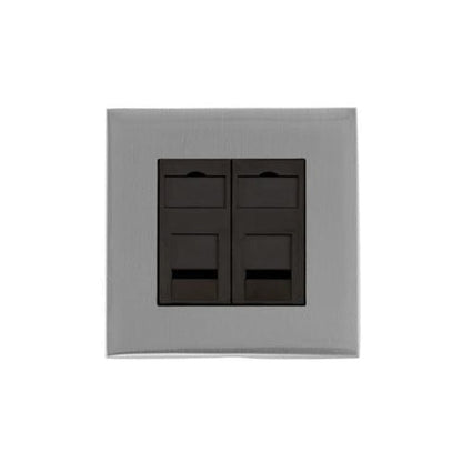 Winchester Range Satin Chrome Silk Switches & Sockets, W35 - 2 Gang CAT6 by Heritage Brass By M-Marcus
