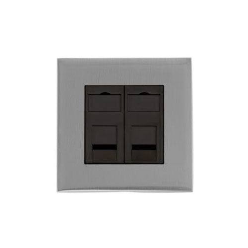 Winchester Range Satin Chrome Silk Switches & Sockets, W35 - 2 Gang Secondary Line Socket by Heritage Brass By M-Marcus