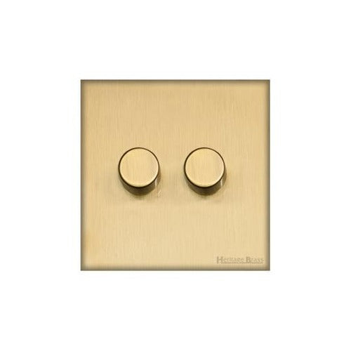 Windsor Range Matt Brass Switches & Sockets, WN40 - 2 Gang TED Dimmer (Compatible with LED Lamps) by Heritage Brass By M-Marcus