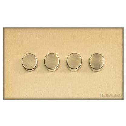Windsor Range Matt Brass Switches & Sockets, WN40 - 4 Gang TED Dimmer (Compatible with LED Lamps) by Heritage Brass By M-Marcus